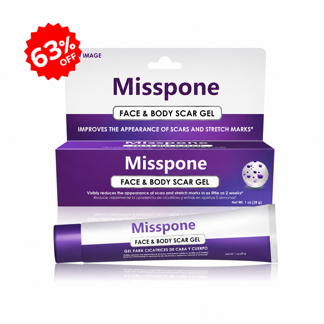 Misspone™ Scar Gel – Clinically Proven Formula to Soften, Flatten & Fade Scars from Surgery, Acne, Burns, and Keloids