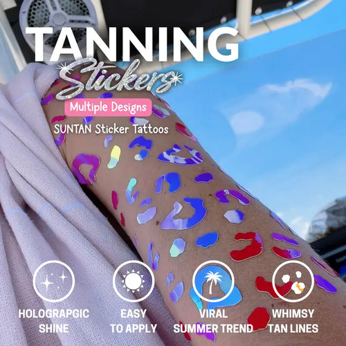 Holographic Tanning Stickers | Suntan Sticker Tattoo Pack | Colorful Body Decals | Create Unique Whimsy Tan Lines