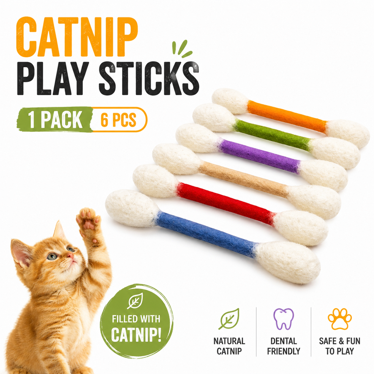 🐱🍃 Giant Q-Tip Catnip Kicker Toy