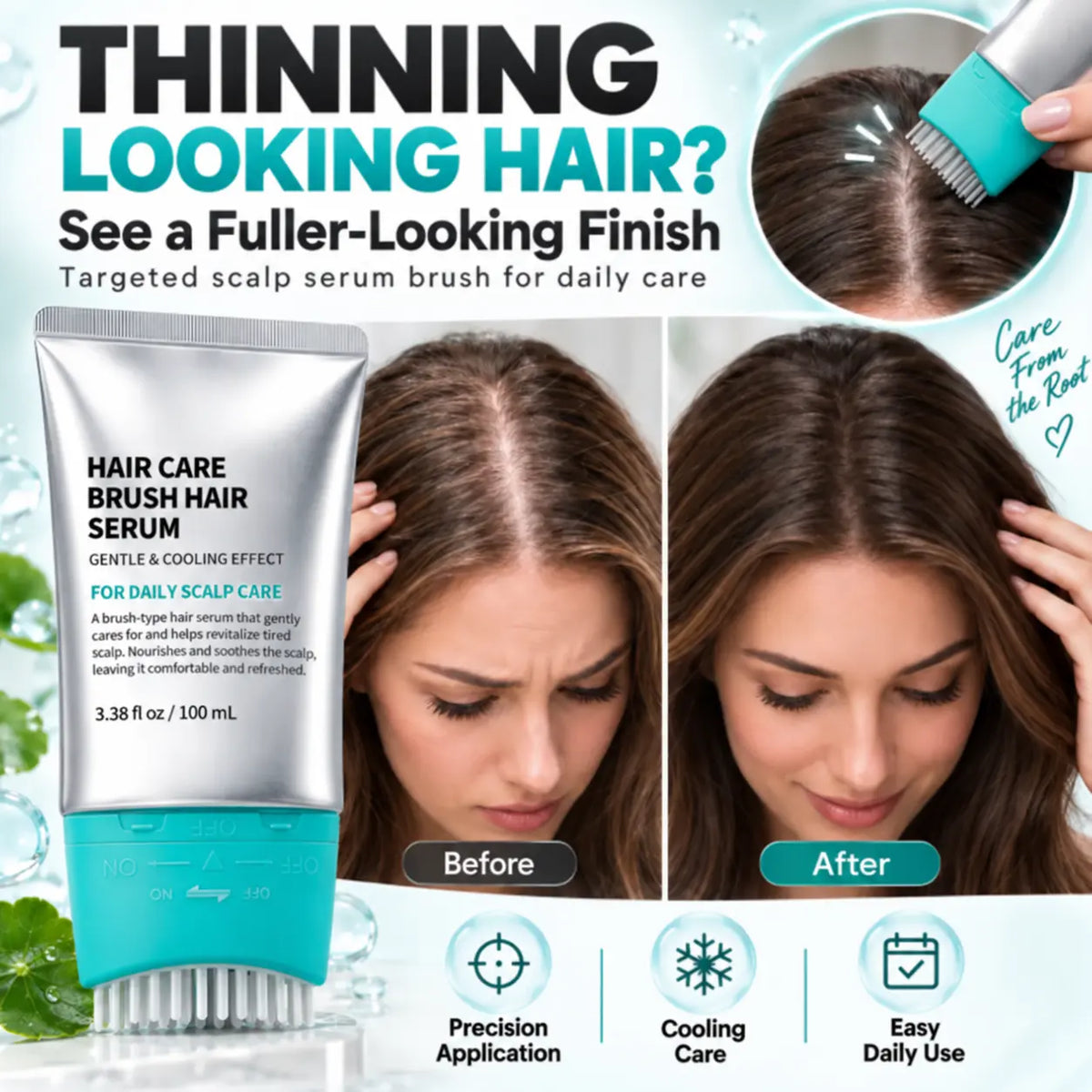 💆🌱 Root Boost Hair Growth Serum Brush