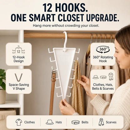 🧥🪝12-Hook Vertical Closet Organizer