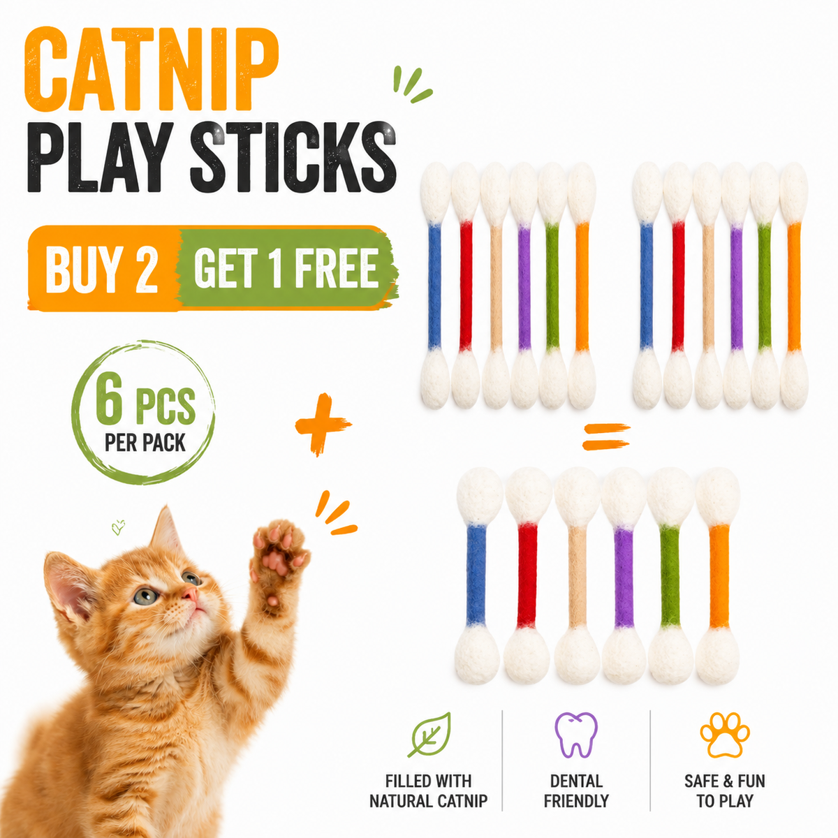 🐱🍃 Giant Q-Tip Catnip Kicker Toy
