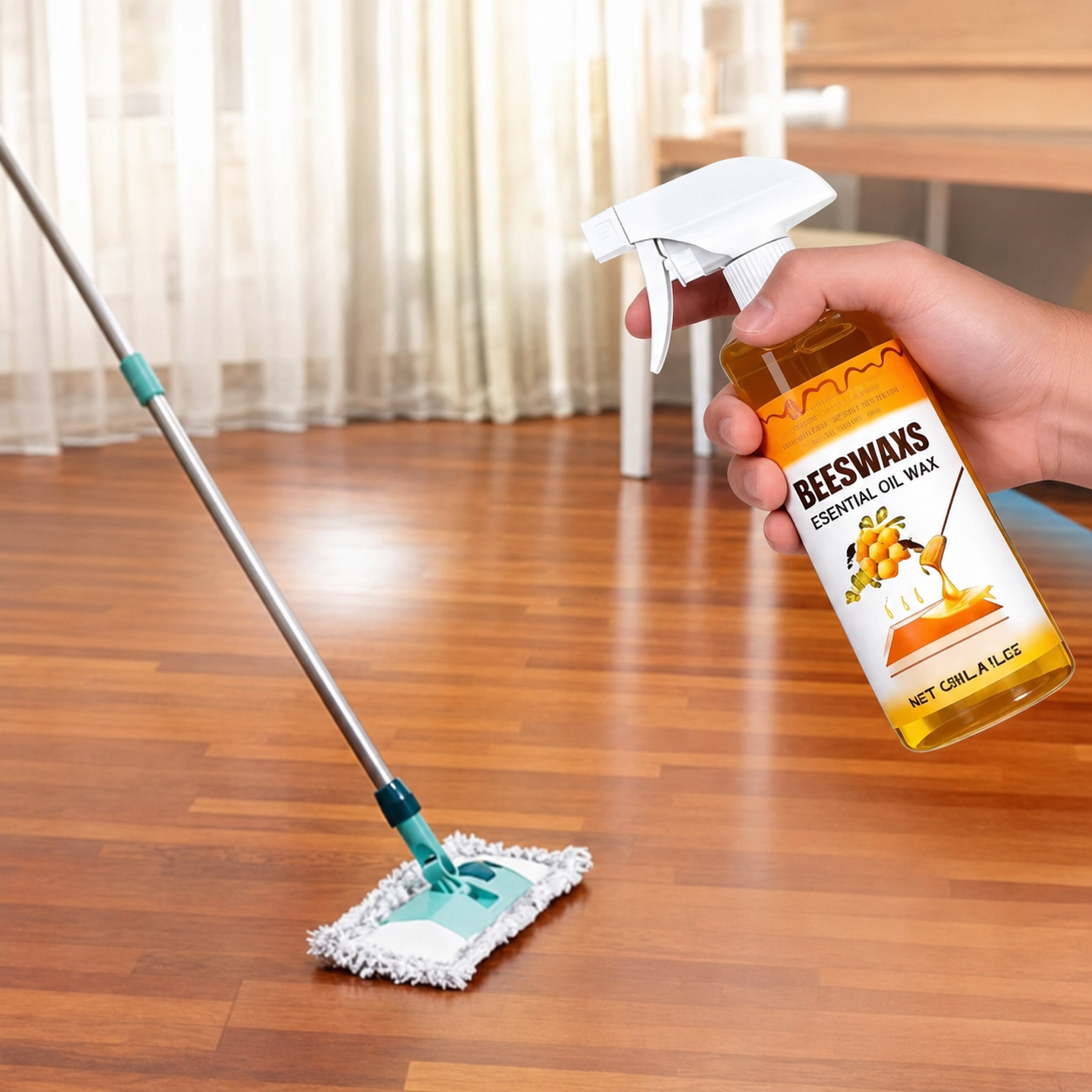 ✨ ScratchErase Beeswax Wood Floor Spray – Cleans, Restores Shine & Removes Scratches! 🧹