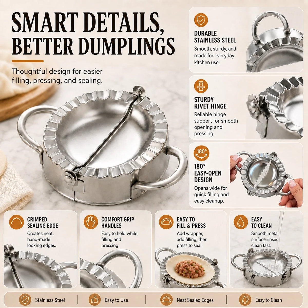 👩‍🍳 🥟 Stainless Steel Dumpling Maker Set