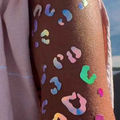 Holographic Tanning Stickers | Suntan Sticker Tattoo Pack | Colorful Body Decals | Create Unique Whimsy Tan Lines