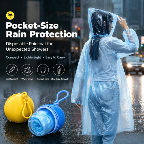 🌧️ Pocket-Size Disposable Raincoat for Unexpected Showers