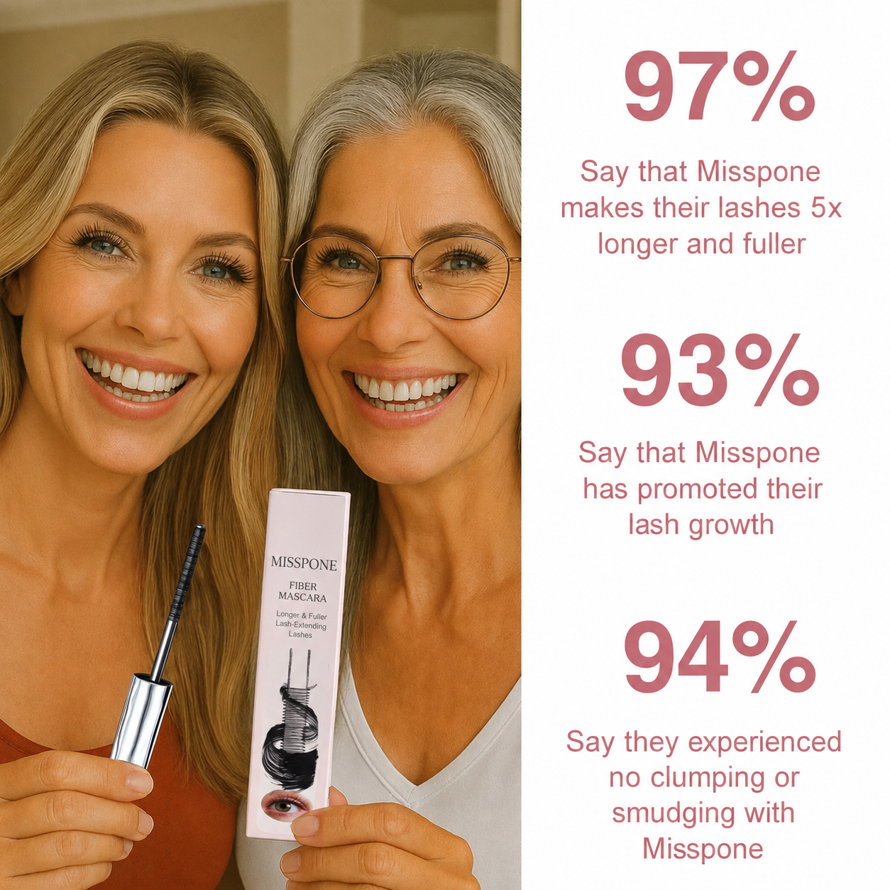 Misspone ® Waterproof Fibre Mascara💧  – Volume & Length without Clumping for Dramatic Moments