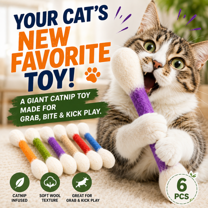 🐱🍃 Giant Q-Tip Catnip Kicker Toy