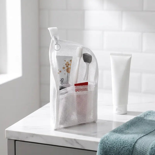 ✈️ See-Through Mesh Travel Toiletry Bag