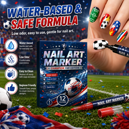 🔥 Cheer Loud • Shine Bright ⚽ 12-Color Football Nail Art Pens 🎨 Fast-Dry DIY Match Day Nails 🏆 Fan Party Essential