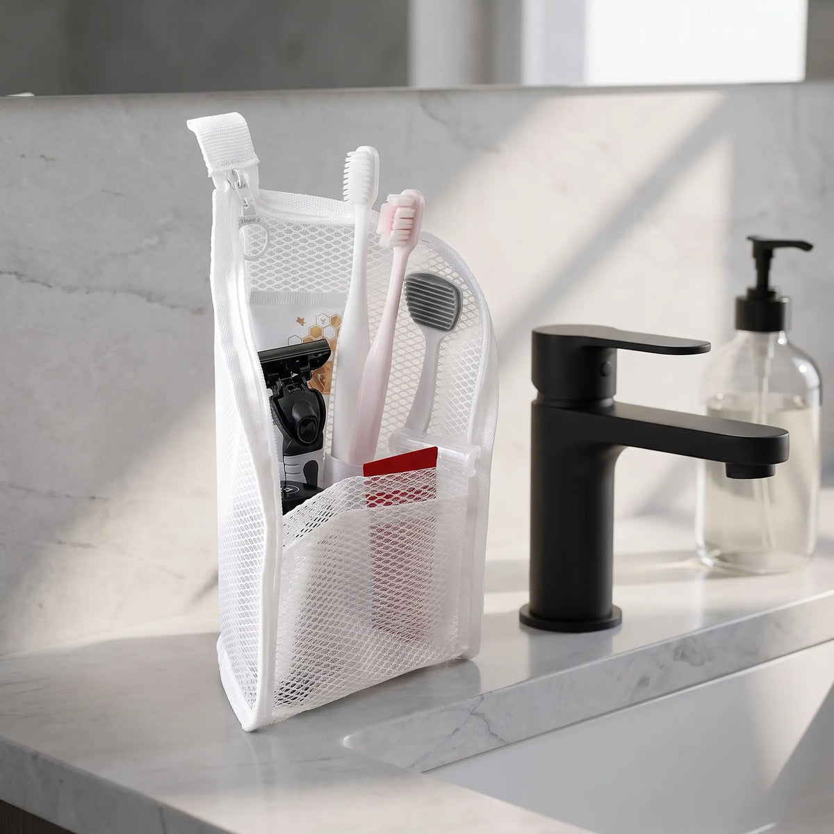 ✈️ See-Through Mesh Travel Toiletry Bag