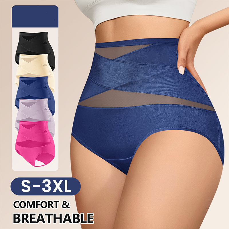🌸Last Day-Buy 1 Get 1 Packs✨Plus-Size High-Waist Cross Tummy Control Panties