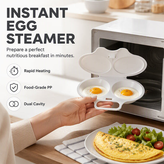 🥳2026 HOT SALE🥳💞50K+ SOLD! 🥗🎁 50% OFF! Microwave Egg Poacher——Dual‑cavity, non‑stick & easy clean. Healthier than frying —stock up & save! 🏠✨