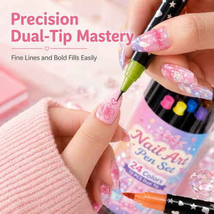 🎨24‑Colors Dual‑Ended Nail Art Pens‑DIY Manicure Drawing Set🎁