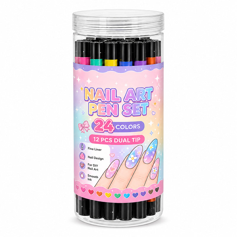 🎨24‑Colors Dual‑Ended Nail Art Pens‑DIY Manicure Drawing Set🎁